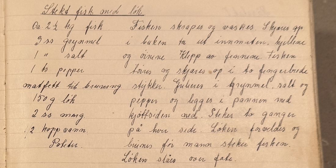 Stekt fisk med løk, Mors egen skrift
