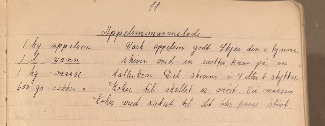 Appelsinmarmelade., Mors egen skrift