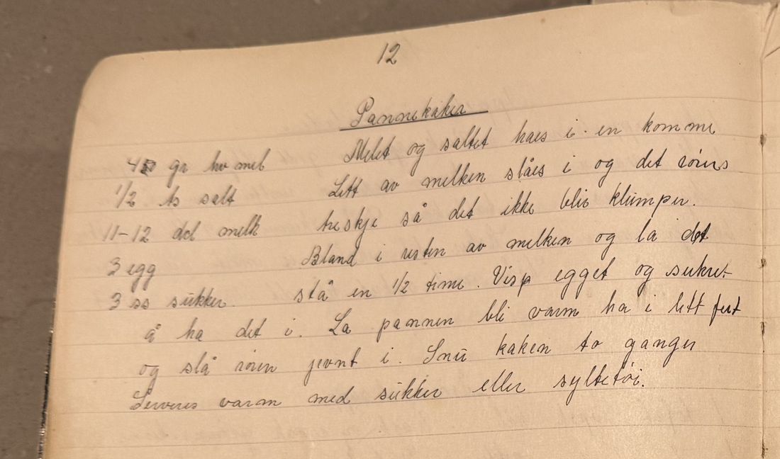 Pannekaker, Mors egen skrift