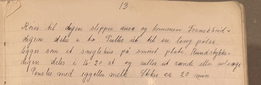 [Franskbrød. Rundstykker. I — fortsettelse], Mors egen skrift