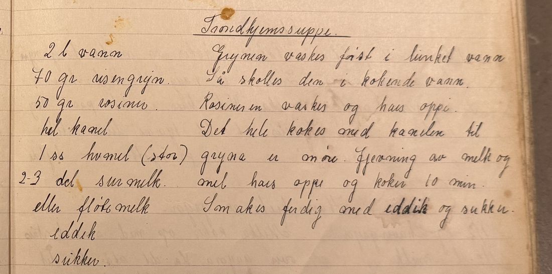 Trondhjemssuppe., Mors egen skrift