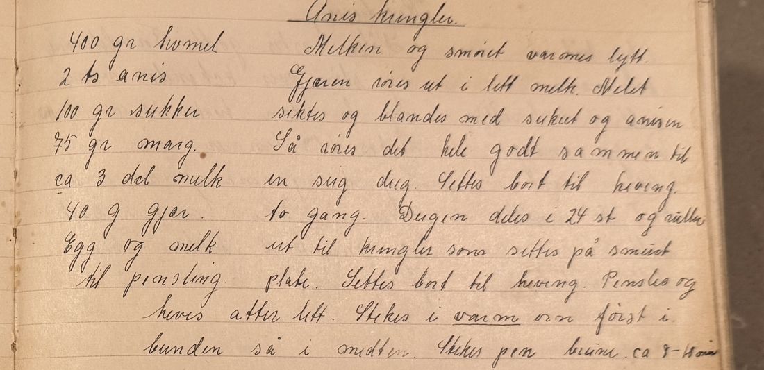 Anis kringler., Mors egen skrift