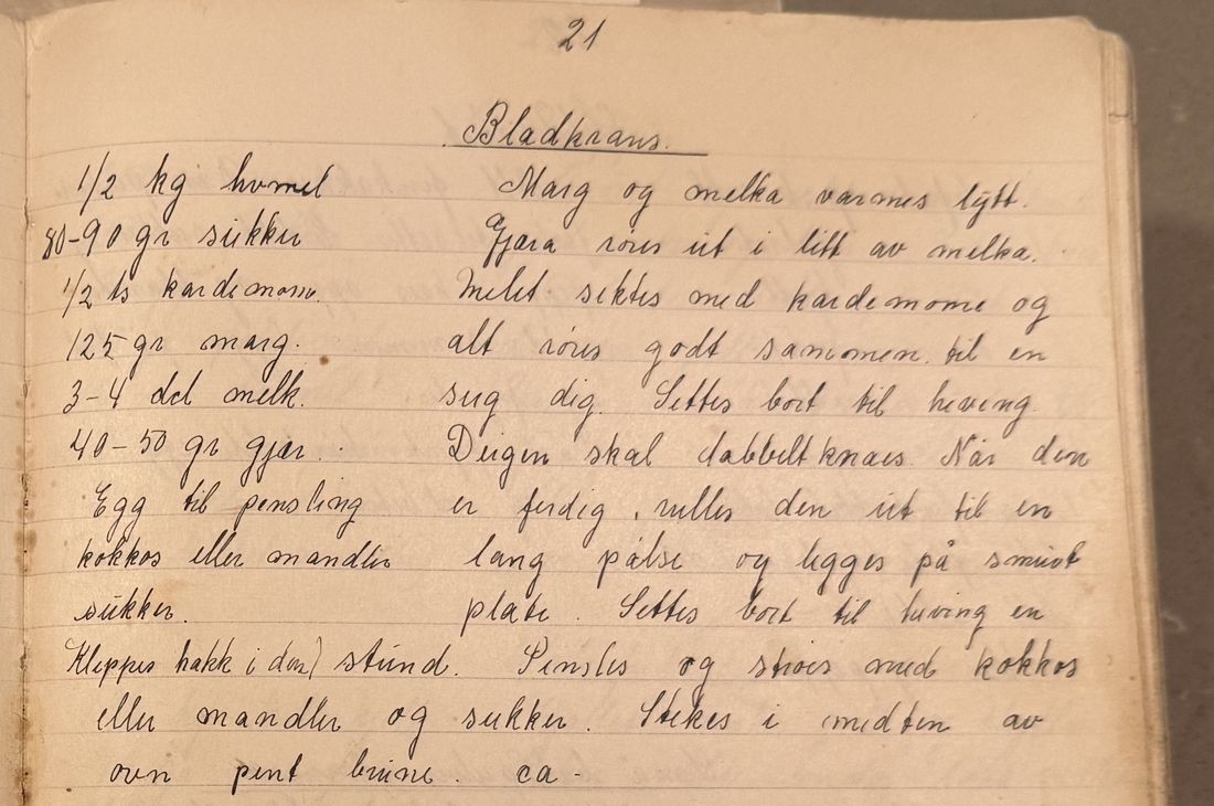 Bladkrans., Mors egen skrift