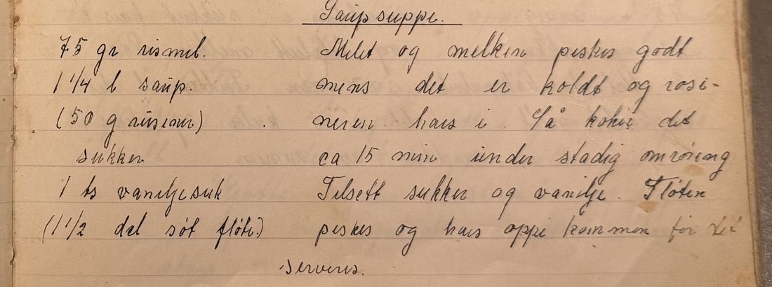 Saupsuppe., Mors egen skrift