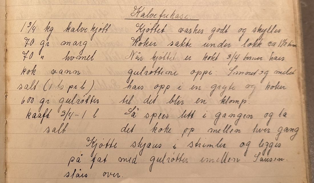 Kalvefrikase., Mors egen skrift