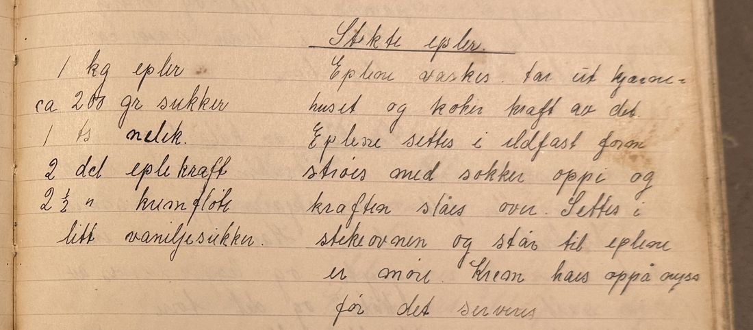 Stekte epler., Mors egen skrift