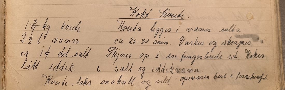 Kokt Kveite., Mors egen skrift