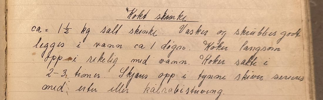 Kokt skinke., Mors egen skrift