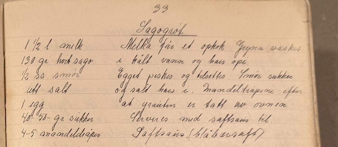 Sagogrøt., Mors egen skrift