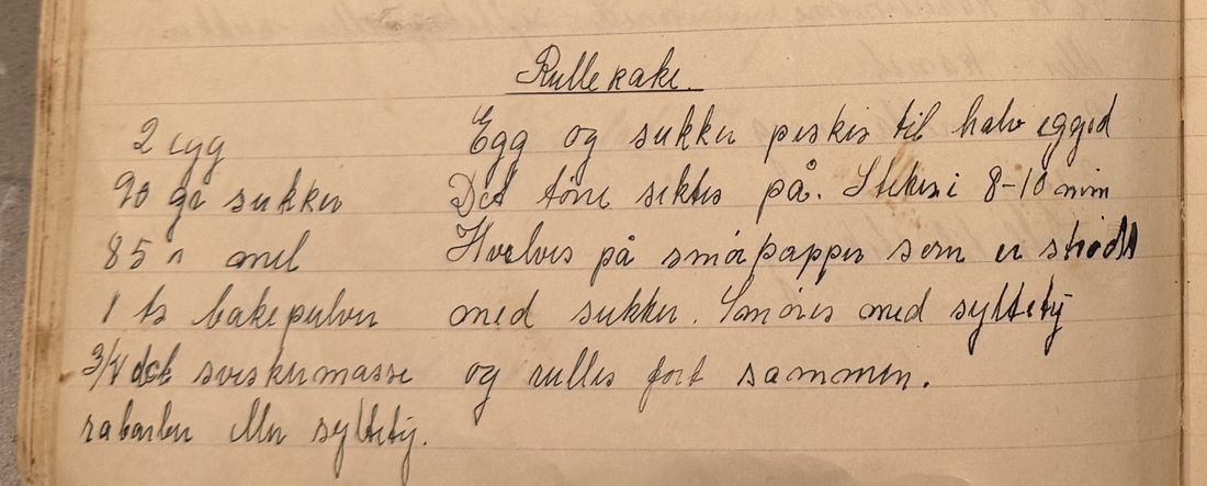 Rulle kake., Mors egen skrift