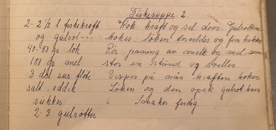 Fiskesuppe. 2., Mors egen skrift