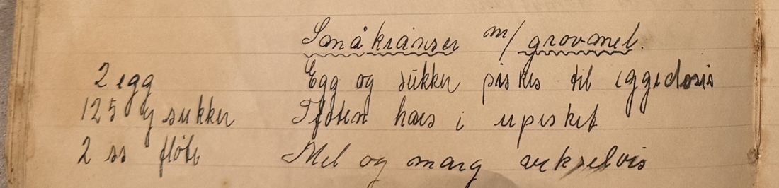 Småkranser m/ grovmel., Mors egen skrift