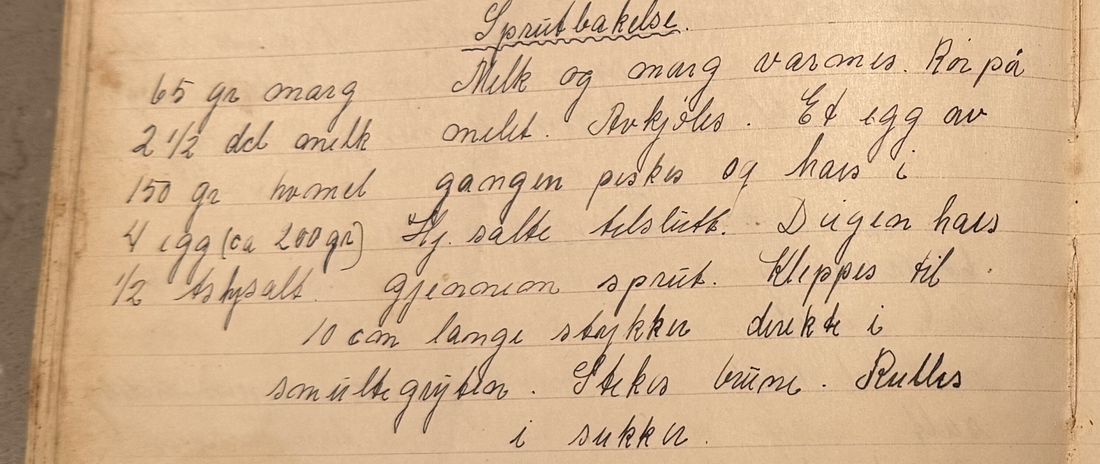 Sprutbakelse., Mors egen skrift