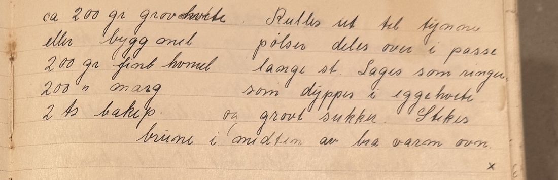 [Småkranser m/ grovmel — fortsettelse], Mors egen skrift