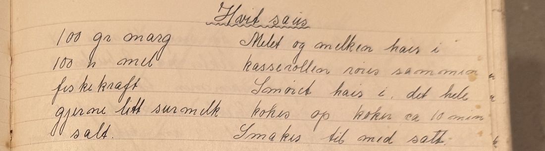 Hvit saus, Mors egen skrift