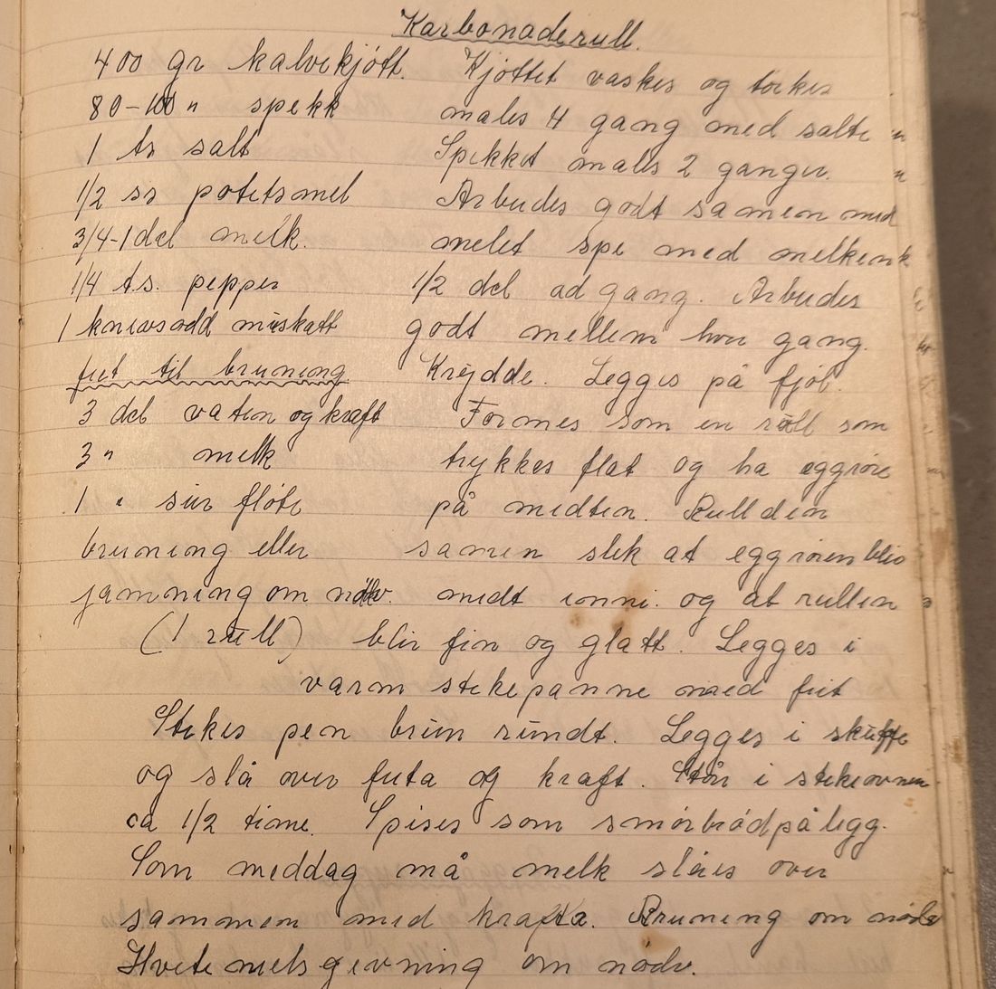 Karbonaderull, Mors egen skrift