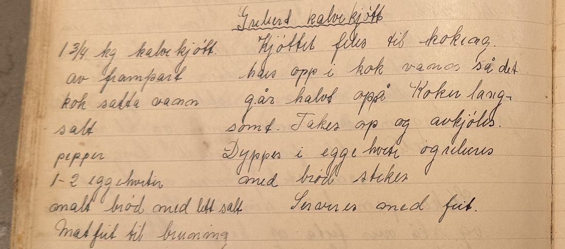 Griljert kalvekjøtt, Mors egen skrift