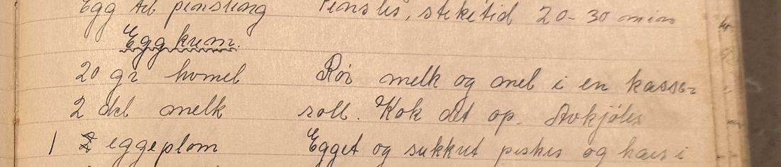 Eggkrem, Mors egen skrift