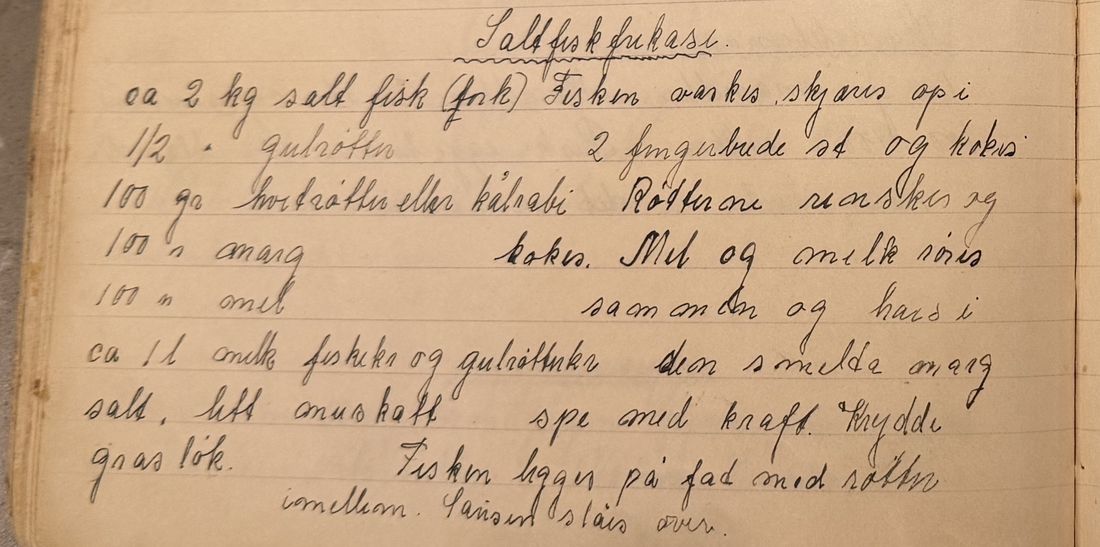 Saltfiskfrikase, Mors egen skrift