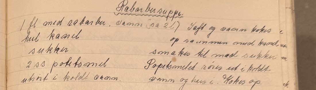 Rabarbersuppe, Mors egen skrift