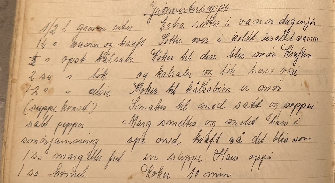 Grønnertersuppe., Mors egen skrift