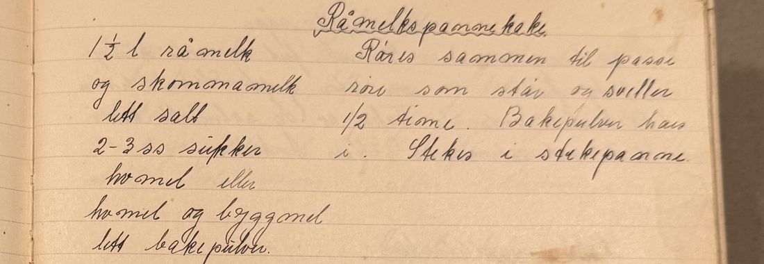 Råmelkspannekake., Mors egen skrift