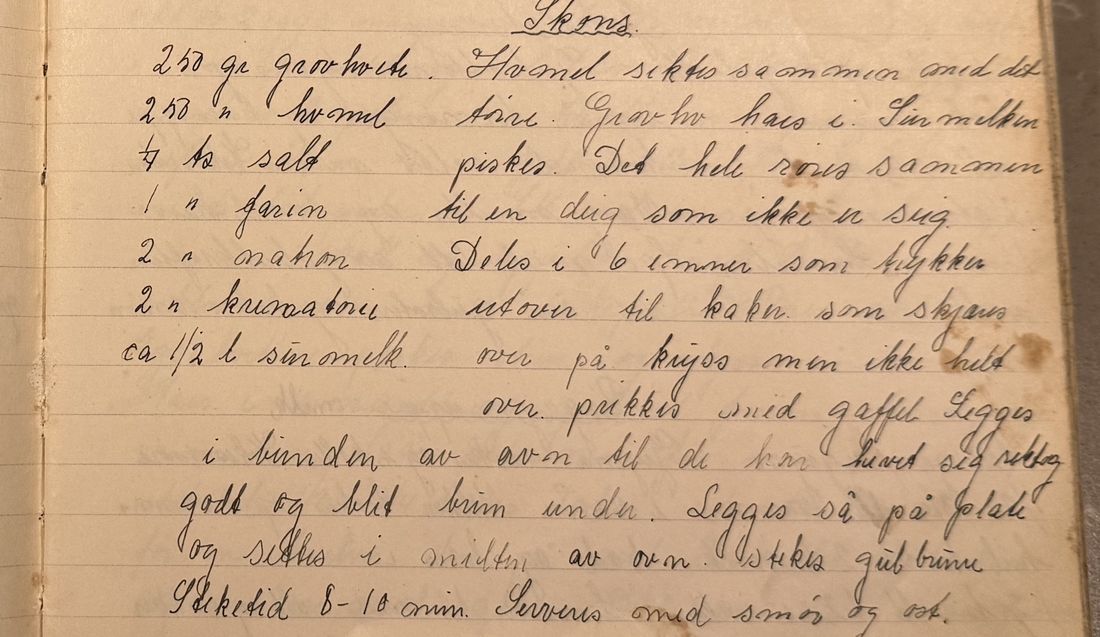 Skons., Mors egen skrift