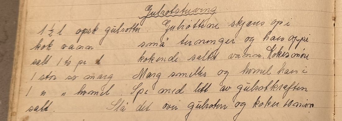 Gulrotstuving, Mors egen skrift
