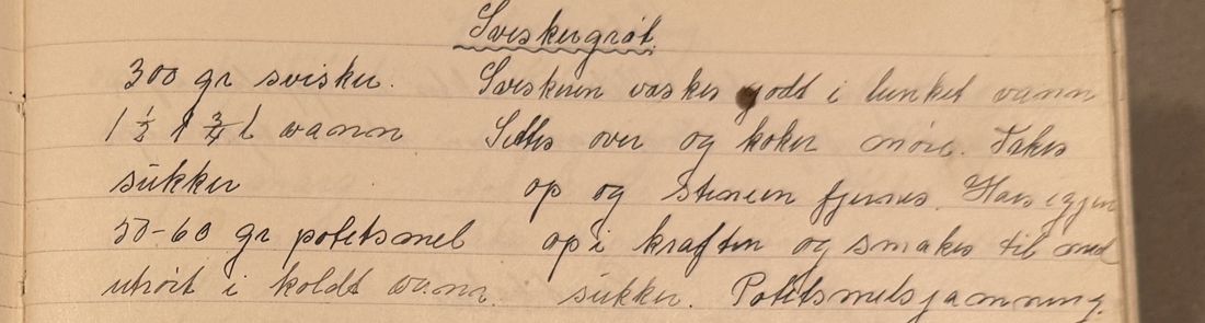 Sviskegrøt., Mors egen skrift