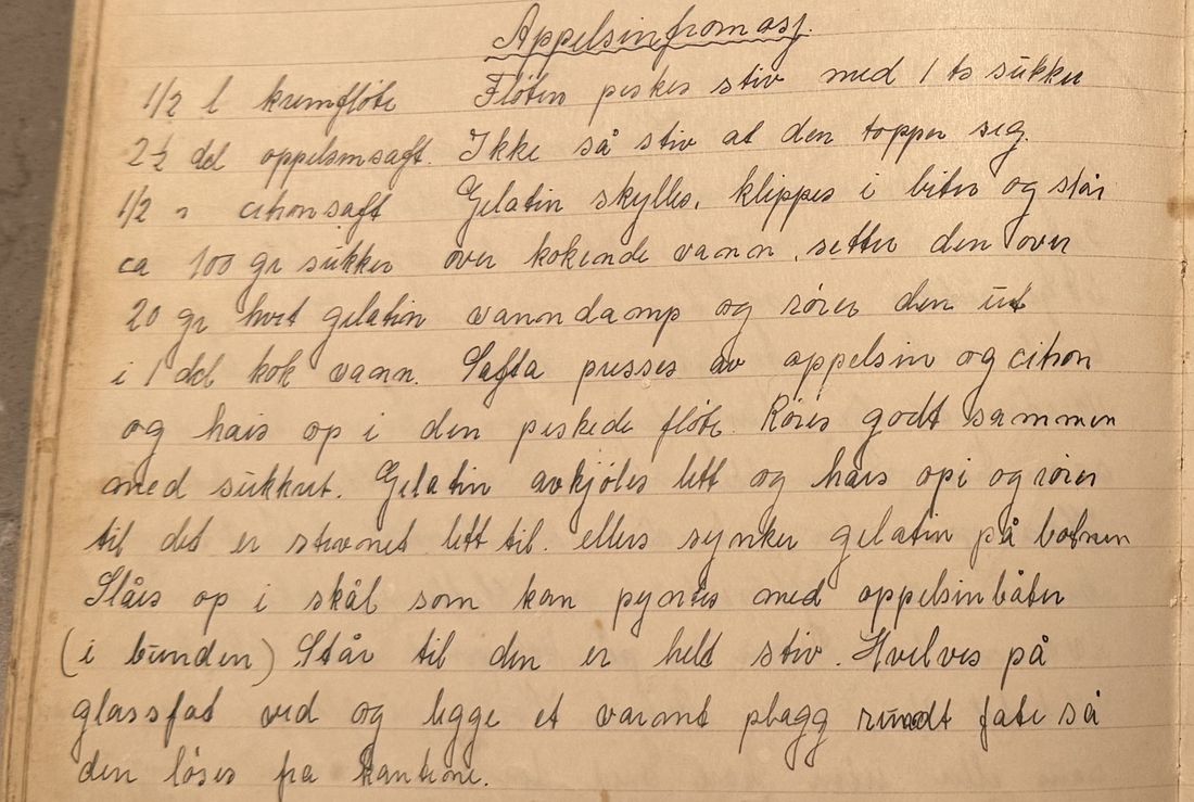 Appelsinfromasj., Mors egen skrift
