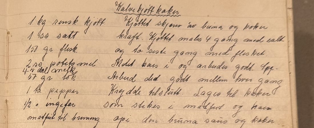 Kalvekjøtt kaker, Mors egen skrift