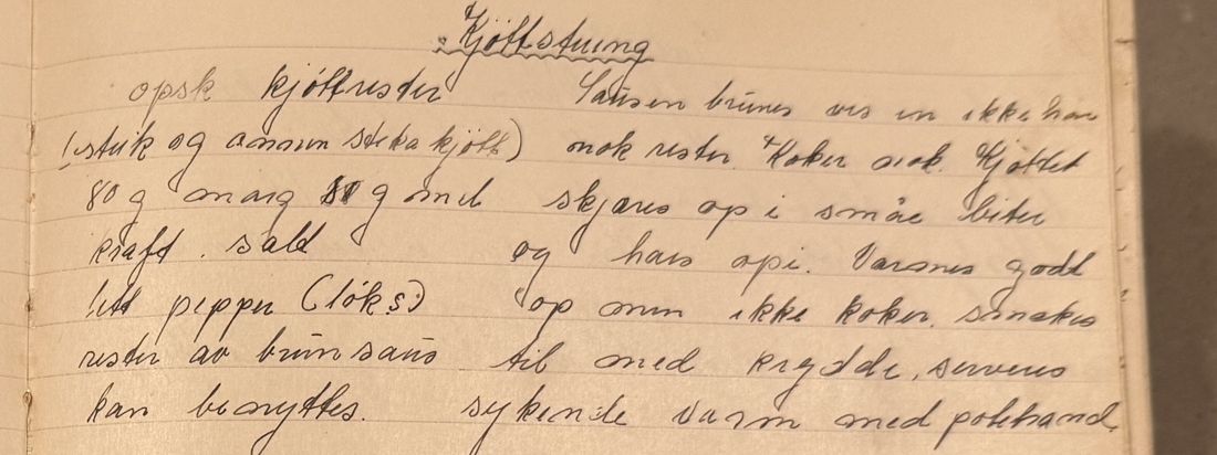 Kjøttstuing, Mors egen skrift