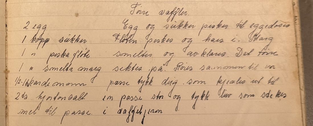 Fine vaffler., Mors egen skrift