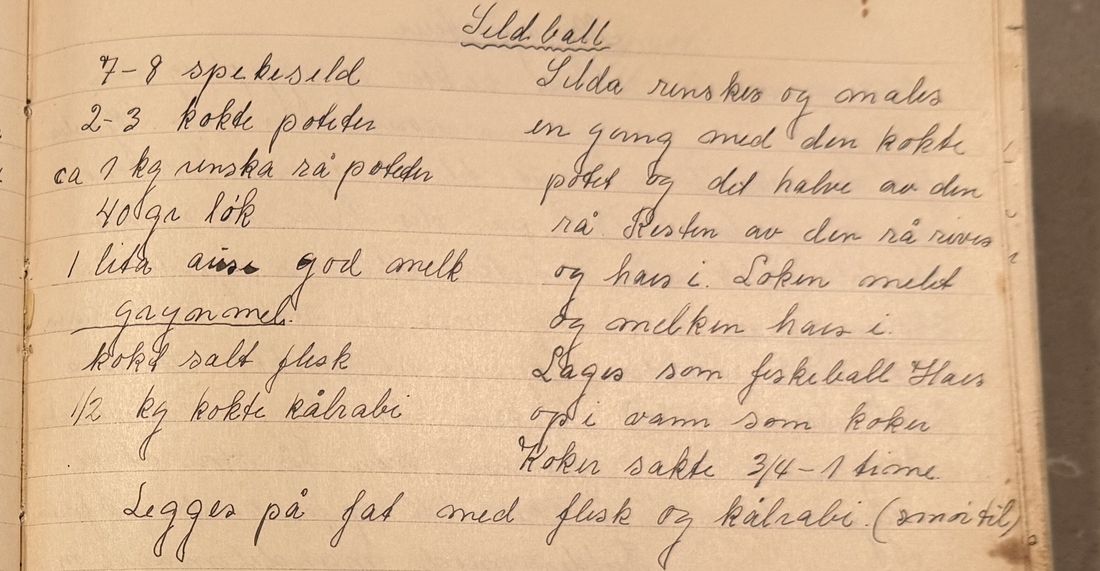 Sild ball, Mors egen skrift