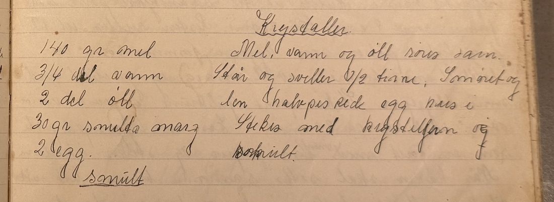 Krystaller., Mors egen skrift