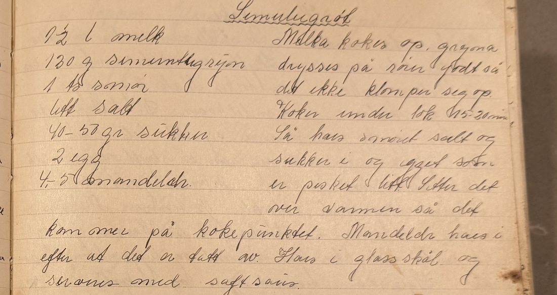Semulegrøt, Mors egen skrift