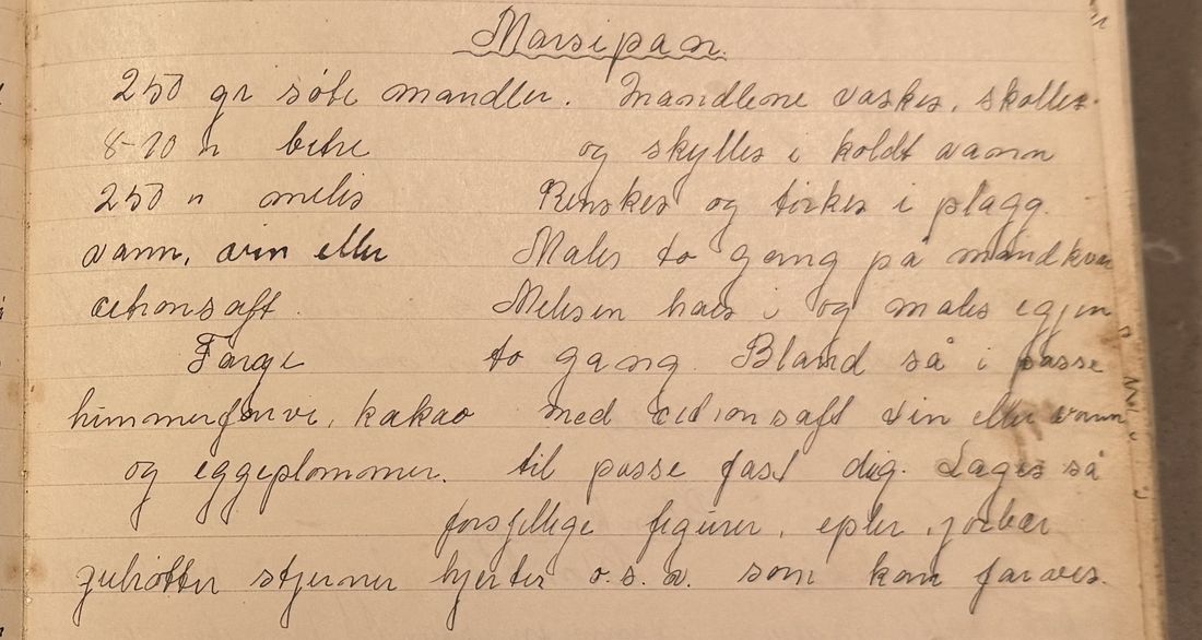 Marsipan., Mors egen skrift