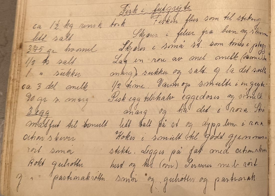 Fisk i fetgryte, Mors egen skrift