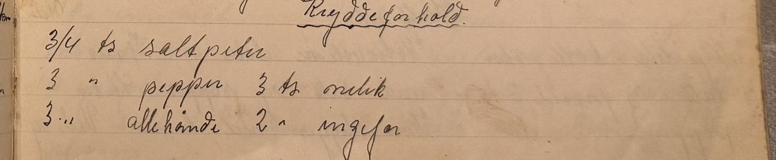 Kryddeforhold., Mors egen skrift