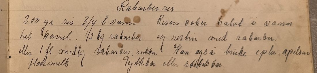 Rabarber ris, Mors egen skrift