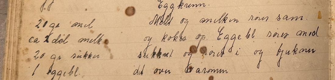Eggkrem., Mors egen skrift