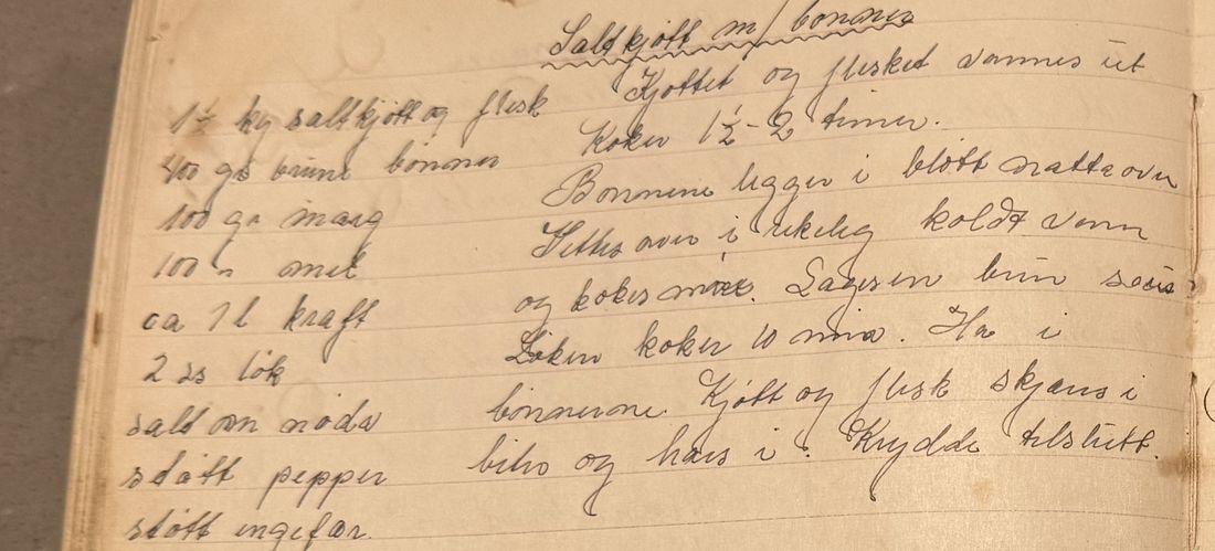Saltkjøtt m/ bønner, Mors egen skrift