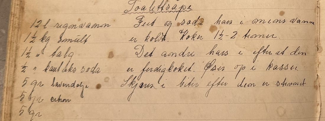 Toalettsåpe, Mors egen skrift