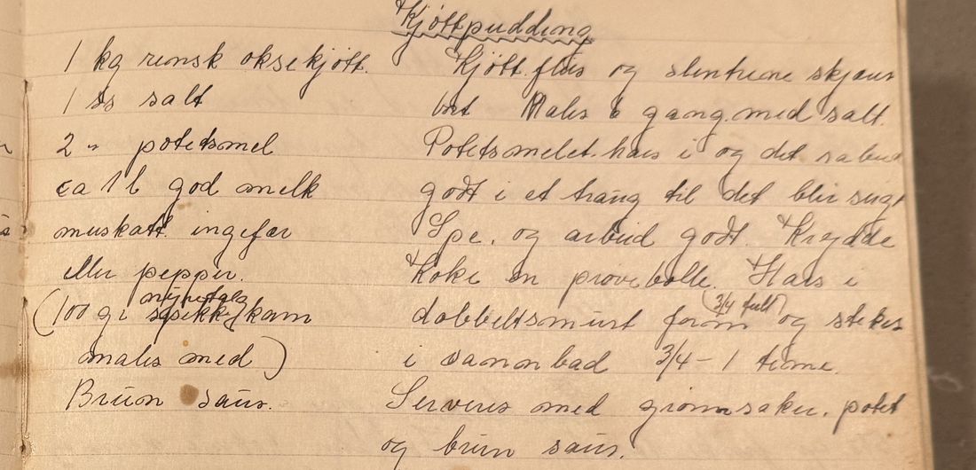 Kjøttpudding, Mors egen skrift