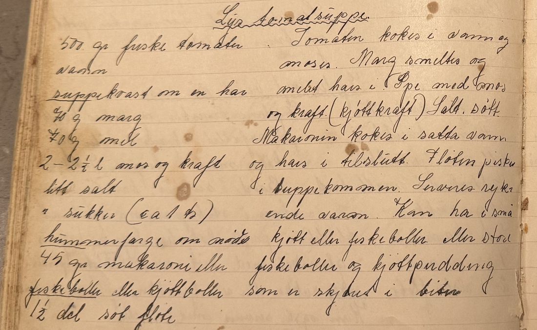 Lys tomatsuppe., Mors egen skrift