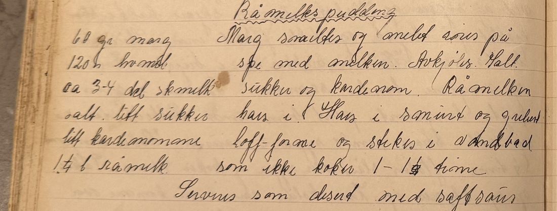 Råmelks pudding, Mors egen skrift