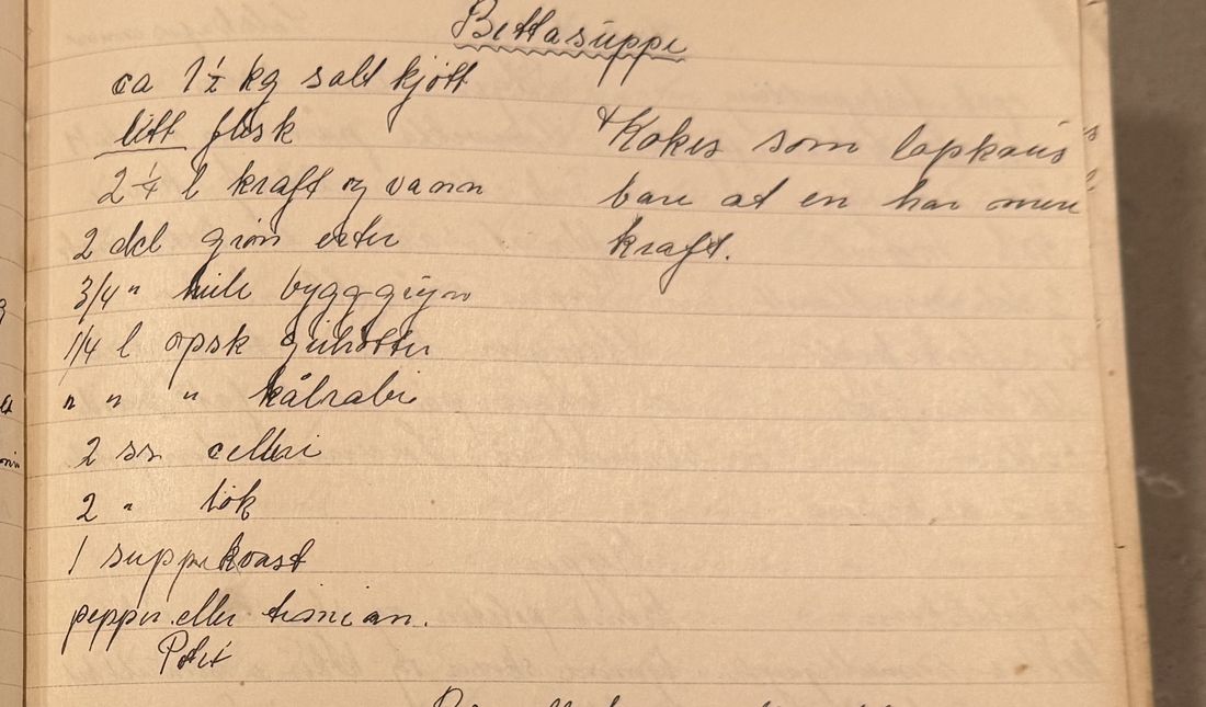 Bettasuppe, Mors egen skrift