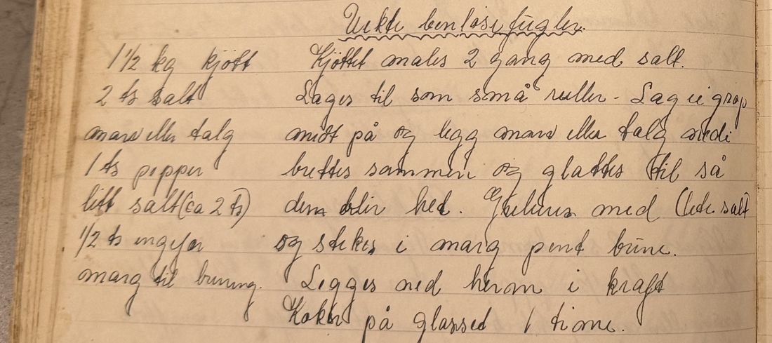 Uekte benløse fugler., Mors egen skrift