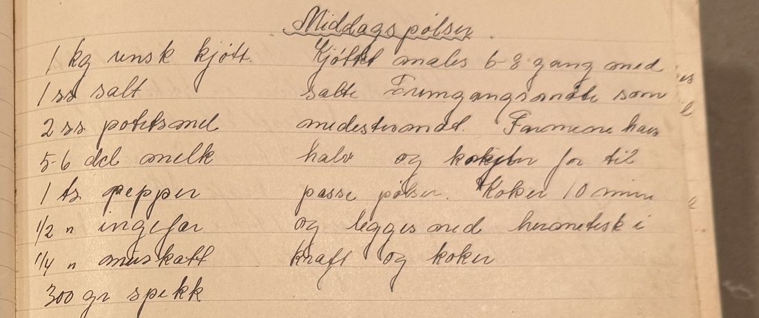 Middagspølser, Mors egen skrift