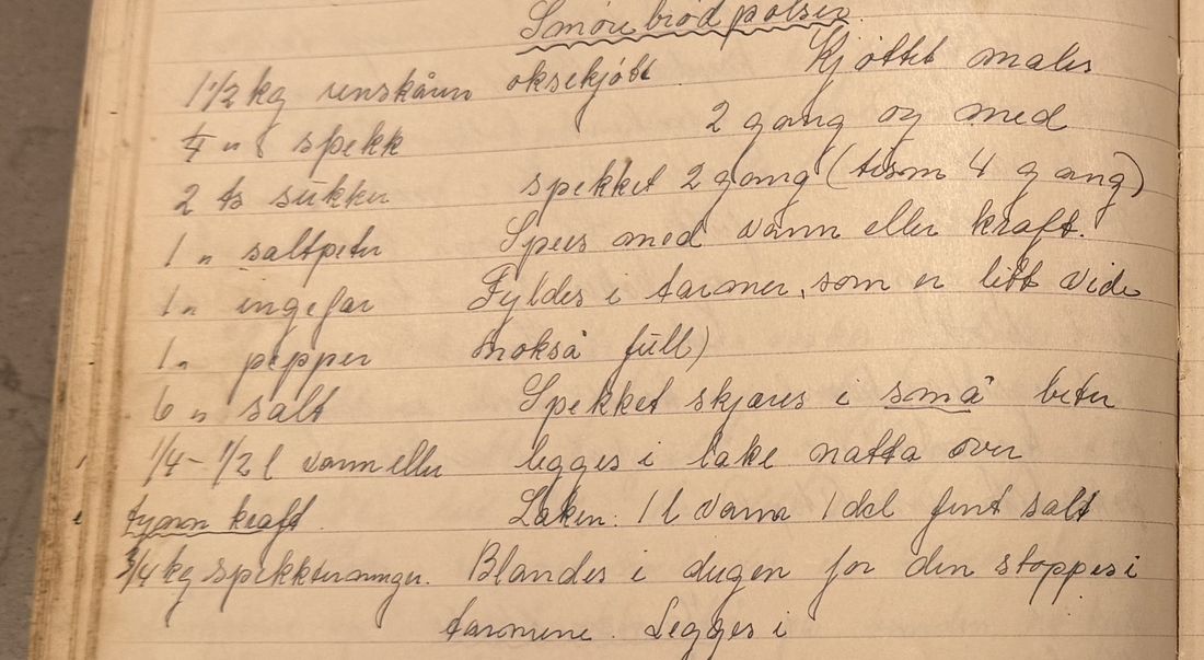 Smør brød pølser., Mors egen skrift